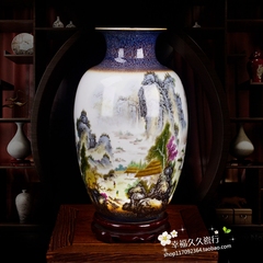 景德镇陶瓷器花瓶 客厅落地花瓶 粉彩花鸟花瓶 家居饰品装饰品