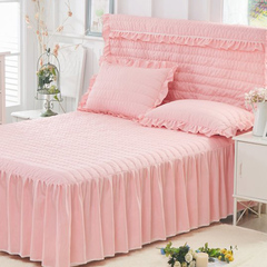 夹棉加厚单件床罩床裙保护床套蕾丝边式床群1.5米1.8m2.0/2.2双人