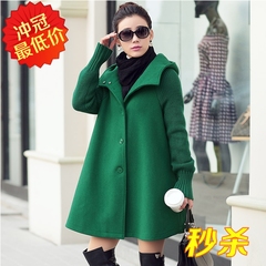 冬新款韩版时尚宽松大码OL气质显瘦羊毛呢大衣外套风衣中年妈妈装