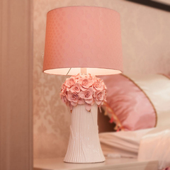 温馨韩式粉色陶瓷婚庆结婚公主台灯婚房 欧式创意卧室美式床头灯