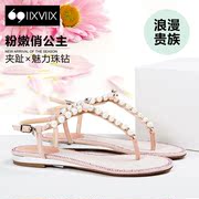 IIXVIIX summer with Rhinestone beaded sandal toe fashion shoes low SN52110384