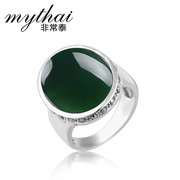 Thai Thai silver jewelry 925 Silver carnelian gemstone retro exaggerated wide ring ring in Europe and women