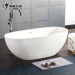 新款人造石浴缸1.65米独立式椭圆精工玉石浴缸单人浴缸　贵族公馆