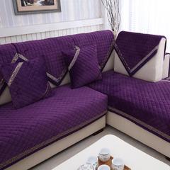 外贸冬纯紫色简约现代田园绗缝法兰绒沙发坐垫布艺贵妃欧式飘窗垫