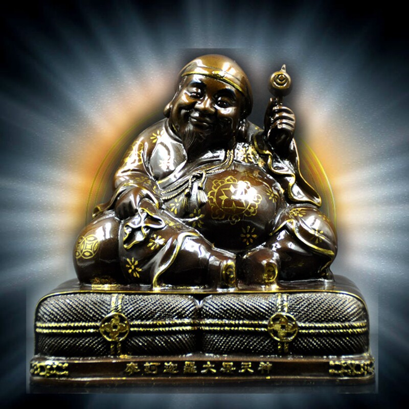 修明堂法宣法师款大黑天财神坐姿密宗大黑天财神紫铜鎏金财神摆件
