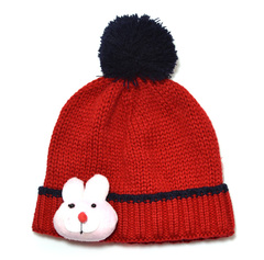 亲亲宝宝男女宝宝毛线帽子秋冬季帽子儿童针织护耳帽子小兔帽子