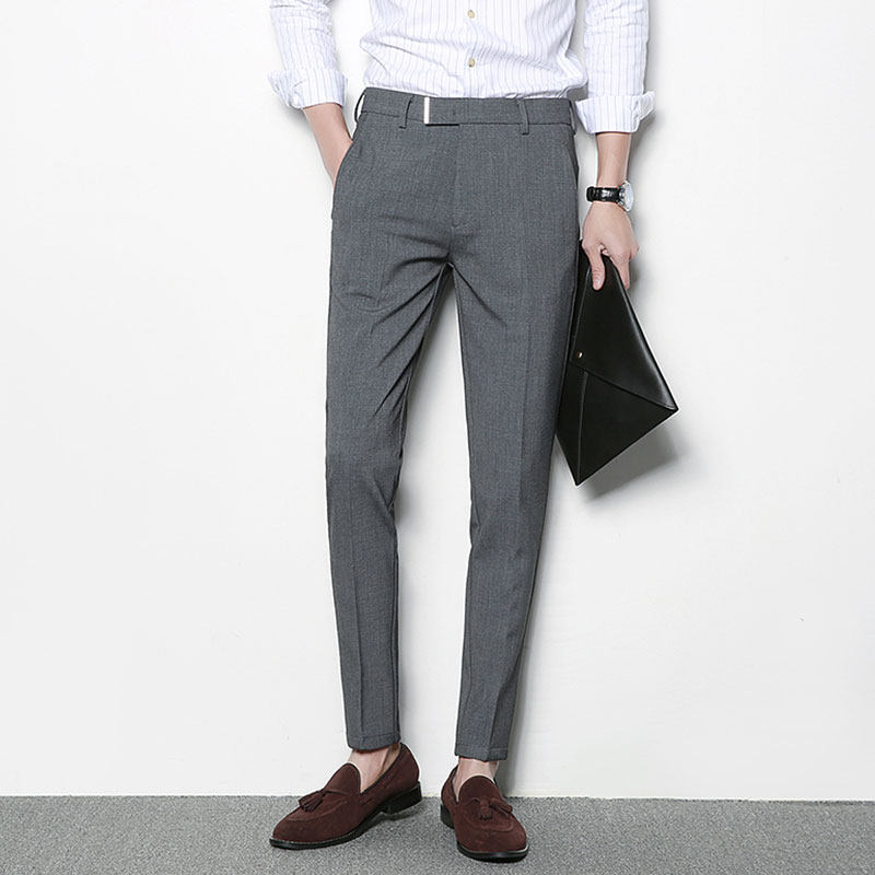男士褲子秋季新款2017休閑褲韓版薄款西褲男褲修身小腳褲潮流長褲