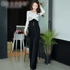 Wide leg pants pink 2015 autumn new Korean version of the doll high waist pants slim OL temperament of women's trousers