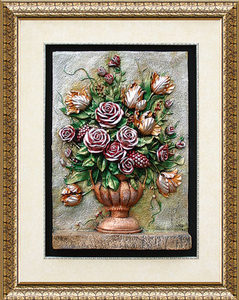 欧式浮雕立体画树脂浮雕画美式油画玄关客厅竖款装饰3d壁画大水彩