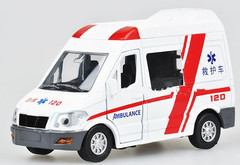 包邮儿特爱合金车模120救护车公安面包车警车声光回力儿童玩具车
