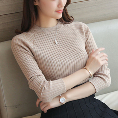 2016秋冬新款韩版长袖打底衫修身显瘦针织衫线衣短款女士套头毛衣