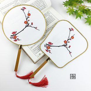 【观止茶舍】刺绣梅花团扇 汉服配饰方扇工艺礼品扇家居古典摆件