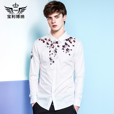 【图】宝利博纳2017新款男款小清新印花衬衫