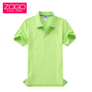 zogo旗舰店纯棉T恤男女情侣夏装短袖宽松纯色翻领2015新工作班服运动POLO衫