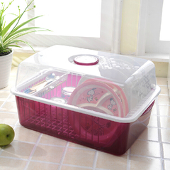 碗柜塑料带盖箱餐具沥水架厨房置物架碗筷收纳盒放碗架碗碟架盘子