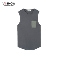 Viishow2015 summer new style fashion simple cotton vest vest solid color round neck sleeveless t-shirt comfort