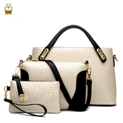 Northern bag new three piece set ladies bag Europe simple picture oblique cross shoulder bag crocodile grain bag clutch bag