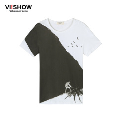 Viishow2015 summer dress new short sleeve t-shirt fashion color logo short sleeve t shirt t cotton