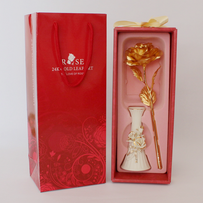 24k金玫瑰花配陶瓷花瓶 金箔玫瑰花送愛人老婆女友三八節生日禮物在類目 家居飾品, 擺件中 - 來自Buy2taobao.com提供專業的淘寶代購服務