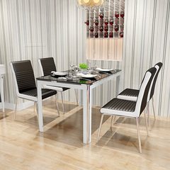 禾辰钢化玻璃餐桌现代简约烤漆长方形桌椅组合一桌四椅一桌六椅子