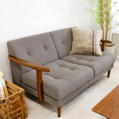 日式现代千鸟纹实木布艺沙发 小户型简约单人双人三人休闲布沙发