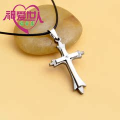 基督教礼品 圣经十字架不锈钢吊坠钛钢项链 团契礼品饰品男女通用