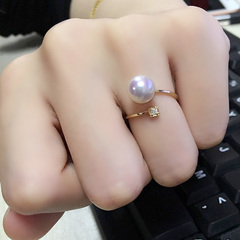 镶嵌钻石 海水珍珠戒指 天然白颜色 akoya 日本 18K金 女款正品