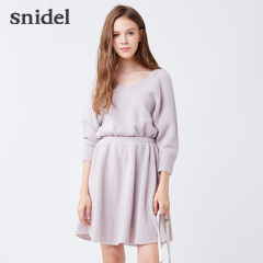 snidel 2016秋冬新品 纯色羊毛针织收腰连衣裙（商场同款）