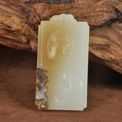 海派玉雕大师崔博作品 和田玉糖羊脂白玉一心向佛挂件 75.11克