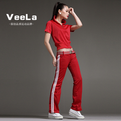 VeeLa 女装夏装2016新款潮时髦运动服休闲套装女夏长裤短袖两件套
