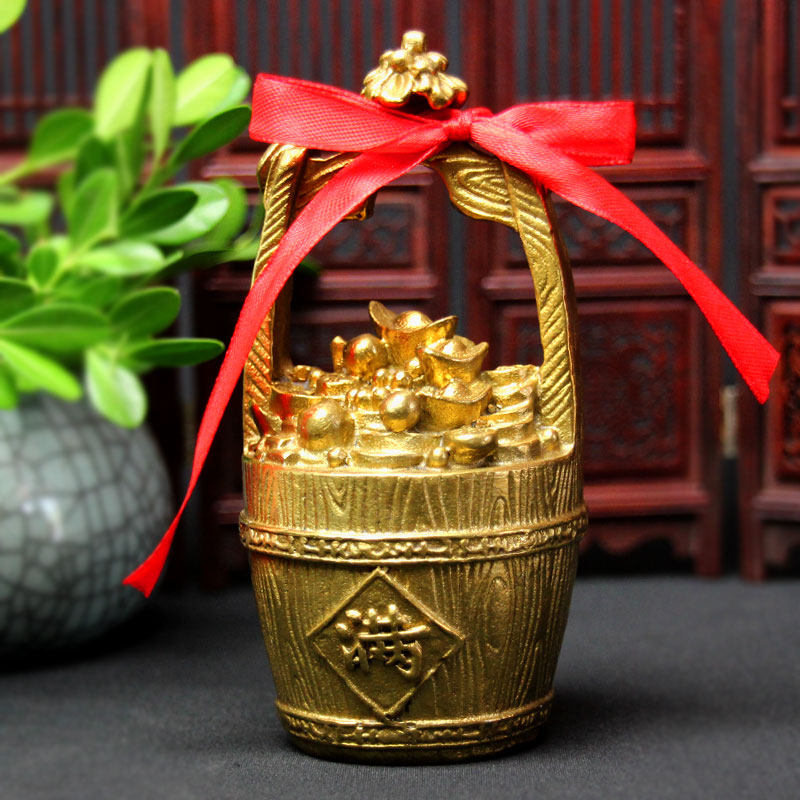 泰山福缘阁 一桶金摆件家居工艺品铜器桌面装饰