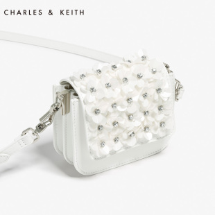 coach snow white價格 CHARLES KEITH 小方包 CK2-80780236-White 亮片迷你斜挎單肩包 coach表