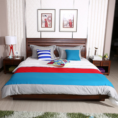 豪迈新中式床1.5简约现代1.8米双人床复古大床婚床家具组合全套