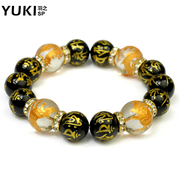 YUKI men''s jewelry Korean fashion fashion bracelets long four-phase eight natural white Crystal Black Onyx jewelry