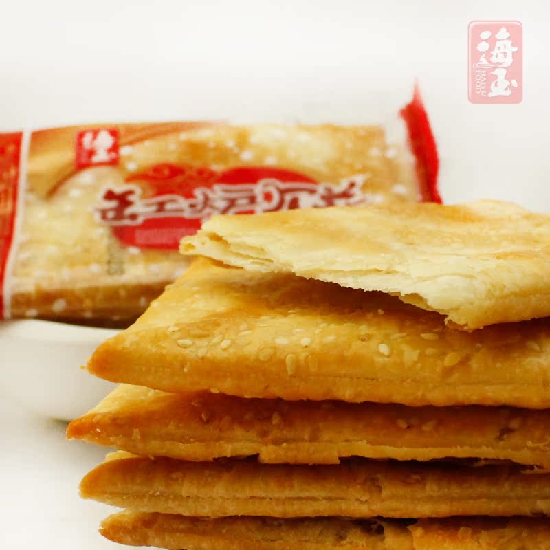 海玉缸炉饼早餐饼干散装咸味450g*2休闲食品无糖饼干整箱批发包邮产品展示图1