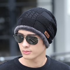 冬季韩版潮毛线帽针织帽帽冬天包头韩国男士中年青年休闲黑色帽子