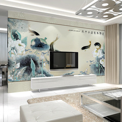 集美家大型壁画3d立体电视背景墙纸壁纸中式鱼客厅卧室壁纸壁画纸