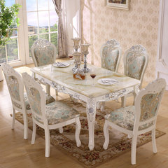 五包到家欧式餐桌椅组合法式大理石餐台小户型西餐桌实木雕花餐桌