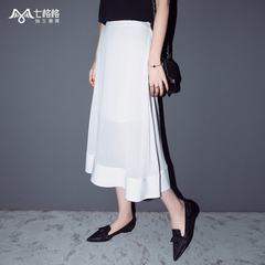 Seven space space OTHERMIX2015 new minimalist perspective of wild sexy summer white chiffon skirt