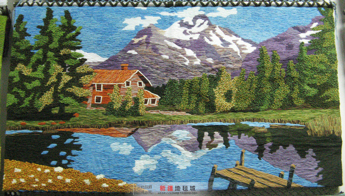 新疆风景手工手工艺艺术挂毯雪山客厅壁毯壁挂挂毯