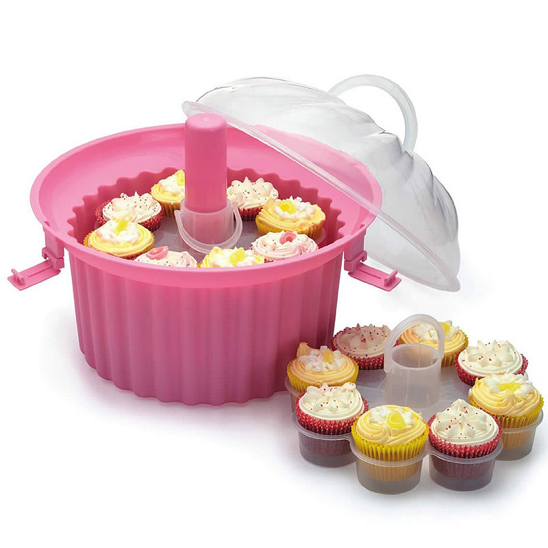 蛋糕盒子24纸杯子食品级三层纸杯外带高透明粉红色聚麦芬烘焙手提