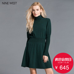 Nine West/玖熙 2016秋季新款高领泡泡袖针织连衣裙女3051649705