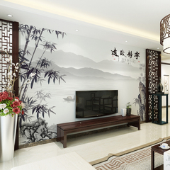 中式墙纸壁画 3d沙发客厅电视背景墙壁纸水墨山水墙布宁静致远