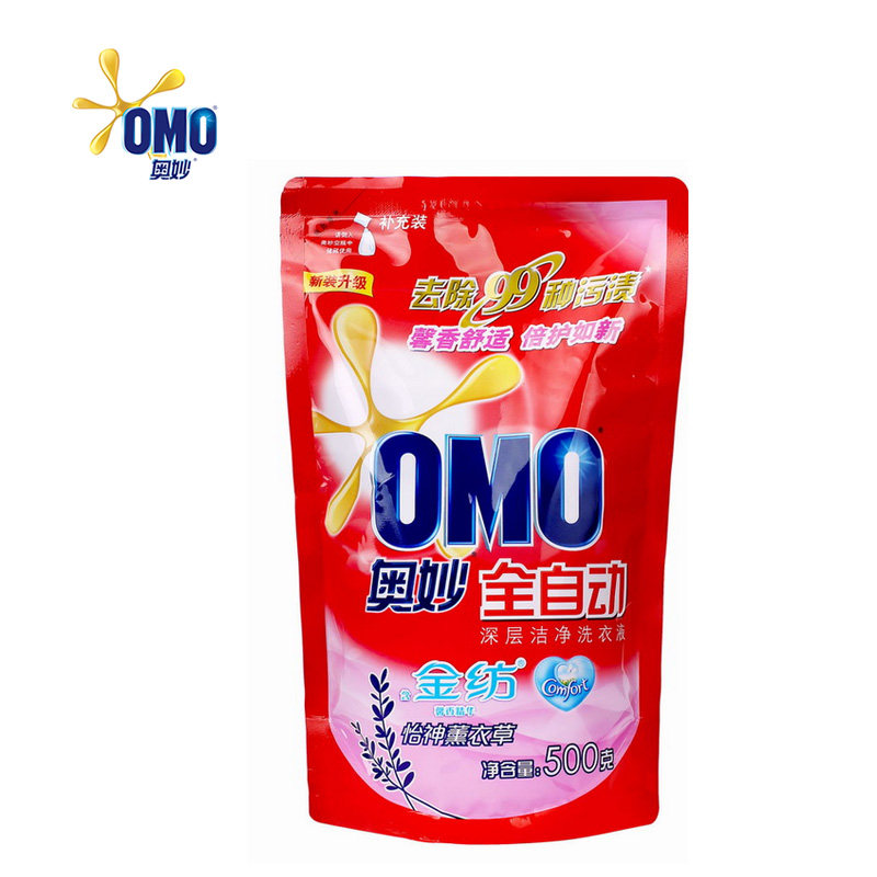 500g奥妙袋装全自动含金纺馨香精华深层无磷洗衣液 补充装