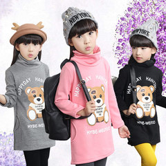 儿童装女童冬款2016新款卫衣加绒加厚韩版卫衣中长款中大童高领潮