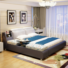 多功能榻榻米床软包床1.8米床简约现代小户型双人床布艺床可拆洗