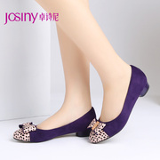 Zhuo Shini spring new fashion Leopard shoes asakuchi comfort with round head low chunky heels shoes 143152170