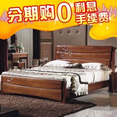 美柏橡木1.5米实木床1.8米双人床婚床1米8 5简约现代环保卧室特价