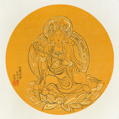 张晗《敦煌菩萨系列之地藏菩萨》 纸本国画