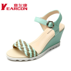 YEARCON/er Kang shoes new stylish soft leather peep-toe wedges 2015 summer commuting comfort women sandals